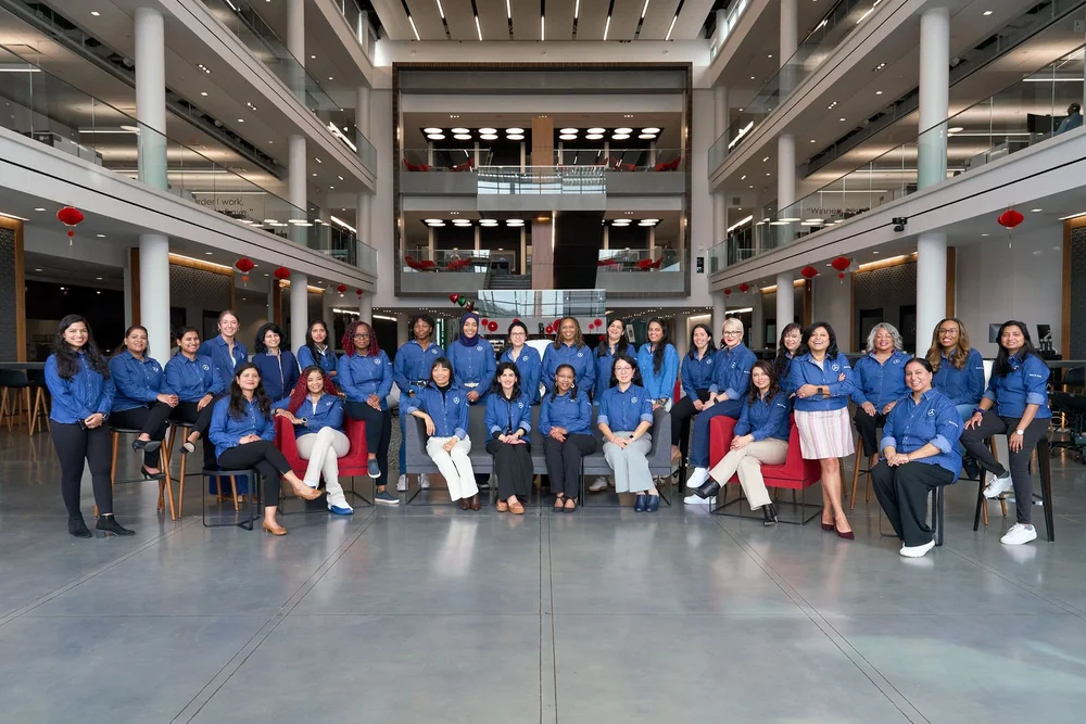 Women's group photo from a Mercedes-Benz corporate photography session in Atlanta