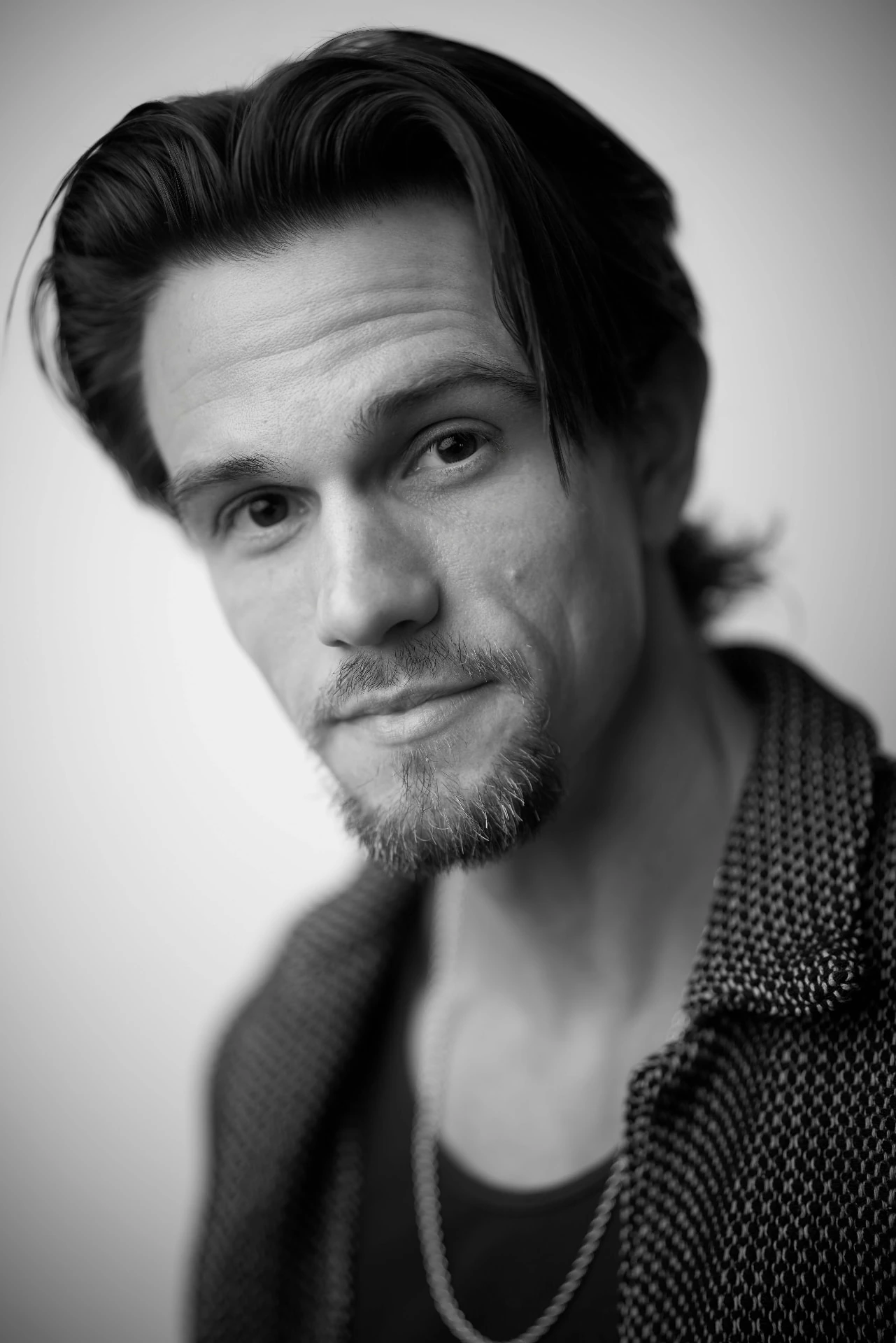 Black-and-white actor headshot of Nick Hagelin in Atlanta