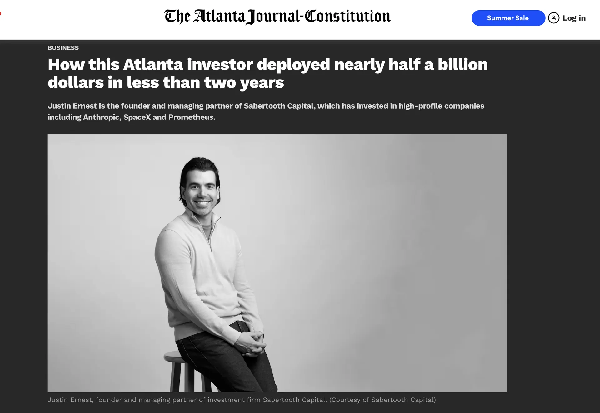 Justin Ernest feature in the Atlanta Journal-Constitution