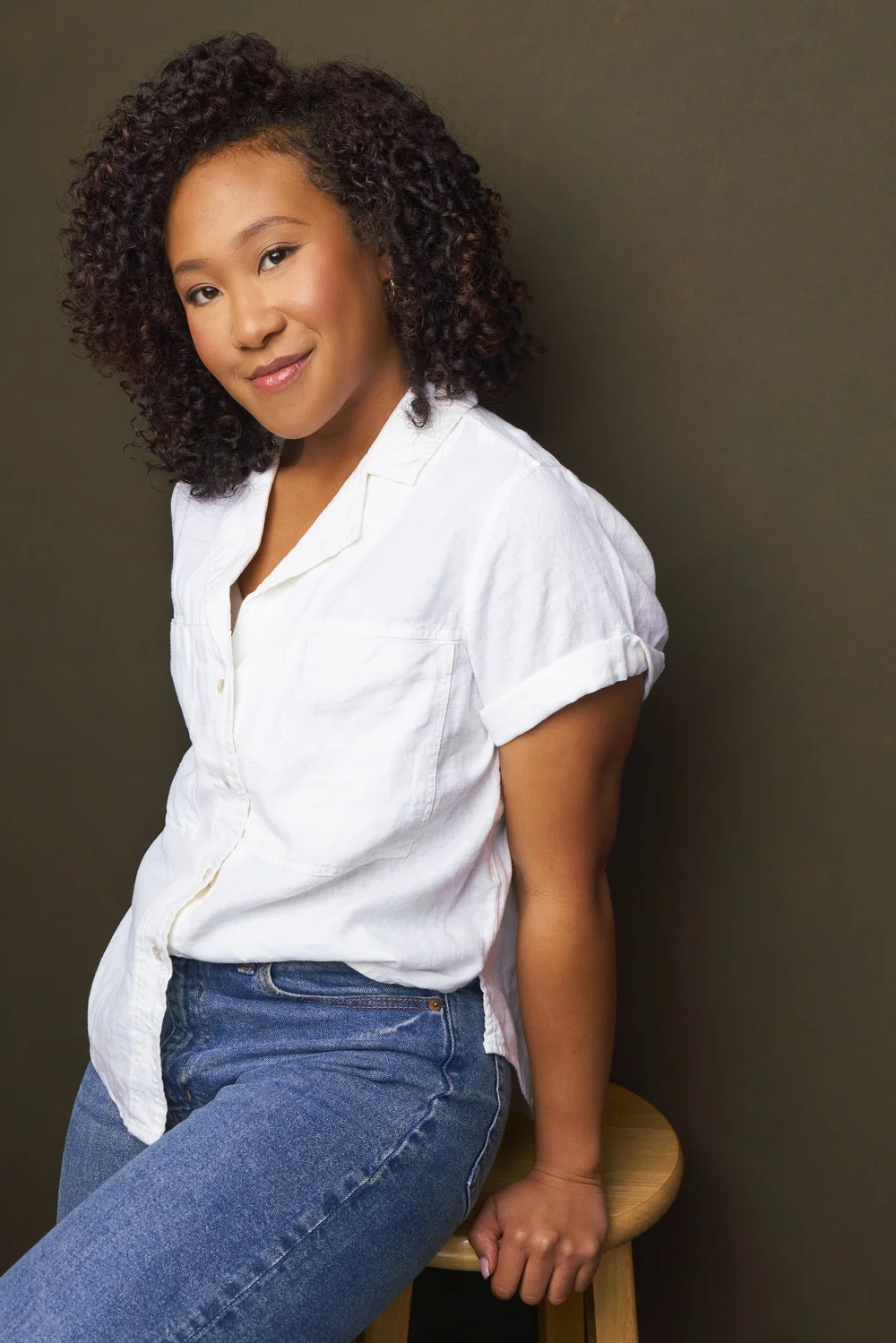 Commercial actor portrait in a white shirt photographed at an Atlanta headshot studio